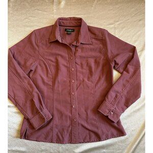 Eddie Bauer Women Shirt Jacket Flannel Sz Medium‎ Mauve Rose Pink Button-Up SOFT